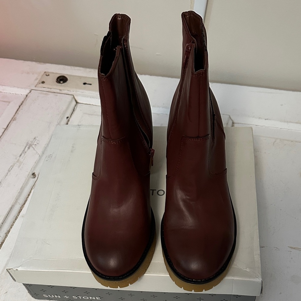 Sun + Stone Women's Mahogany Heeled Boots - Picture 2 of 6
